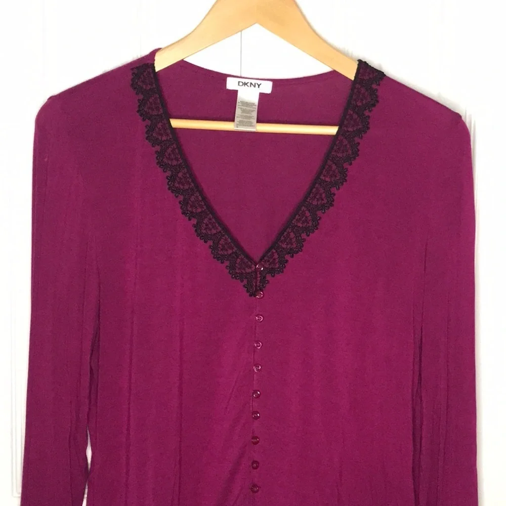 DKNY Button Up Pajama Top Sz L